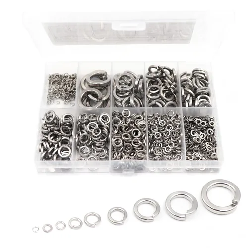 binifiMux Kit surtido de arandelas de bloqueo de resorte M2 M2.5 M3 M4 M5 M6 M8 M10 M12 de acero inoxidable 304