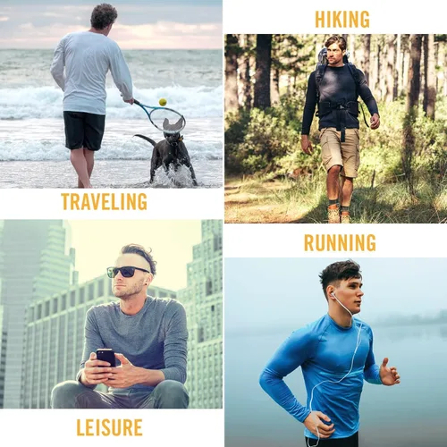 Vista 5 de BALEAF - Camisas de manga larga para hombre, ligeras, protección solar UPF 50+, SPF, camisetas para ir de pesca, senderismo, correr