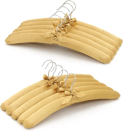 Vista 13 de JS Hanger Percha acolchada para suéteres, perchas extra grandes de 17 pulgadas con cubierta de satén, sin protuberancias de hombro para ropa