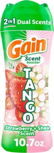 Gain Tango - Cuentas potenciadoras de aroma para lavandería 2 en 1, aroma a fresa y manteca de karité, 10.7 onzas, cuentas de lavandería con aromas