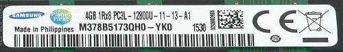 Vista 2 de Samsung 4 GB PC3L-12800U DDR3-1600 1RX8 memoria UDIMM no ECC M378B5173QH0-YK0