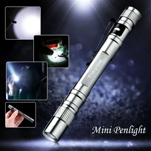 Vista 7 de 5 unids pluma linternas 1000LM ultra delgado portátil LED Penlight bolsillo pluma linterna luz linterna con clip para interior al aire libre