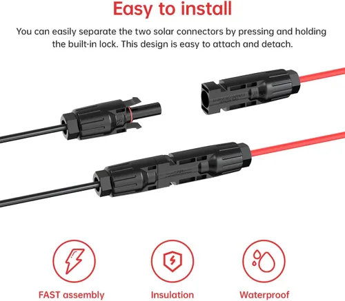 Vista 3 de Cable de carga solar de 10AWG a XT60, cable de extensión de panel solar para estación de energía portátil, River 600, generador solar, paquete