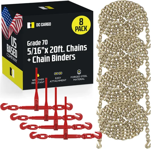 Vista 11 de Kit de carpeta de cadena de carga DC Cadena de carga de grado 70 extra larga de 20 pies de 3/8 pulgadas - y juego de carpetas de carga Cadena