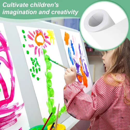 Vista 6 de Phinus Rollo de papel artesanal de 15 x 354 pulgadas, rollo de papel kraft de grado industrial, rollo de papel de caballete blanco para niños