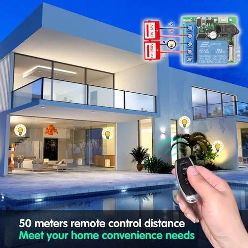 Vista 4 de DieseRC Interruptor de control remoto inalámbrico universal de 433 Mhz CC 12 V 1 CH RF Relé receptor módulo con 1 transmisor, interruptor remoto
