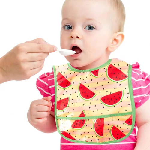 Vista 5 de 6 piezas de baberos impermeables para niños pequeños con bolsillo recogemigas, juego de baberos para bebés con ajuste para dientes de leche, baberos