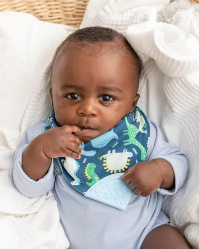 Vista 8 de Cheeky Chompers Neckerchew babero de dentición, babero estilo bandana 2 en 1 con mordedor de silicona de grado alimenticio