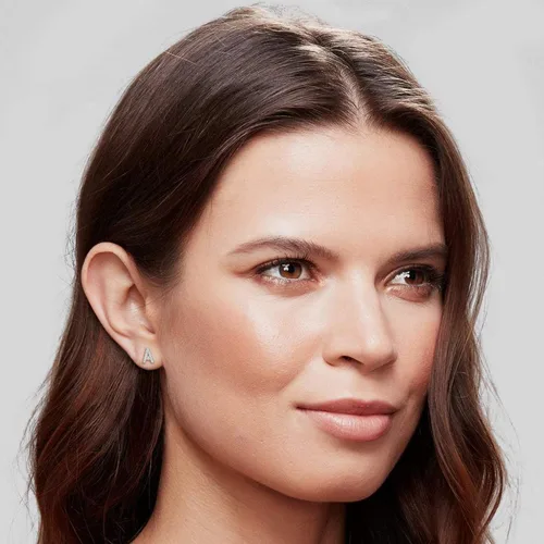 Vista 2 de PAVOI 925 Sterling Silver 14K Gold Plated CZ Simulated Diamond Stud Earrings Fashion Alphabet Letter Initial Earrings