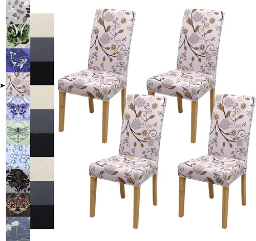 Vista 80 de Fundas para Sillas de Comedor, Juego de Fundas para Sillas de Comedor de 4 Piezas, Fundas Elásticas para Sillas de Cocina, Fundas para Sillas