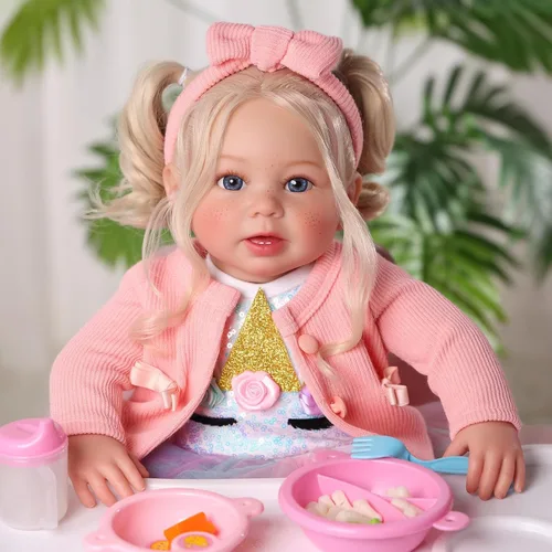 Vista 7 de BABESIDE Muñeca de bebé Reborn realista - Muñeca de recién nacido de 20 pulgadas, princesa, de aspecto realista, con cabello rubio, hecha a mano