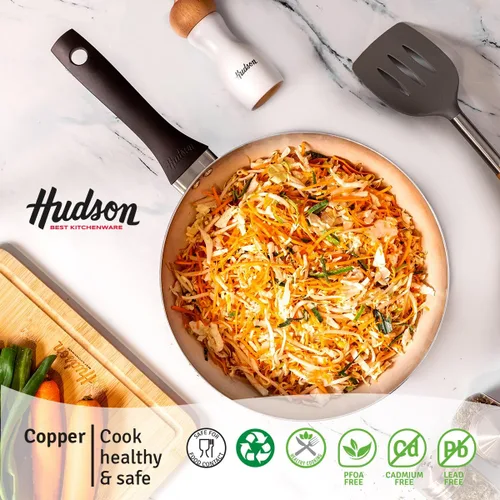 Vista 5 de HUDSON Crepe Pan tiene cerámica antiadherente, 8.7, utensilios de cocina, ollas y sartenes, cobre