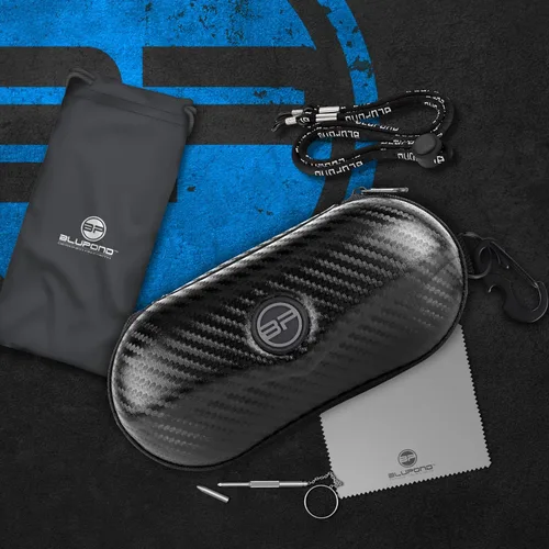 Vista 6 de BLUPOND Estuche de gafas de sol semi duro EVA Shell con gancho colgante de metal clip cinturón almacenamiento gafas de sol