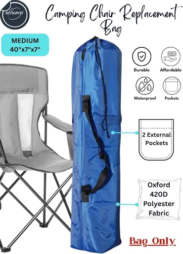 Vista 2 de Bolsa de repuesto de 40 x 7 x 7 pulgadas (azul, M) para silla de campamento plegable, sillas de campamento, hamaca, tapete de yoga, silla de playa