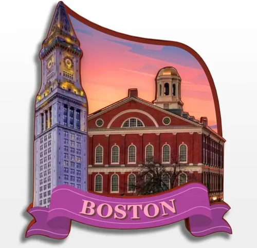 Boston Massachusetts USA America - Imán de madera para nevera, colección de madera 3D, hecho a mano, recuerdos de la ciudad, imán para nevera,
