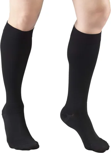 Vista 13 de Truform Medias de compresión médicas de 20-30 mmHg, microfibra con infusión de aloe, hasta la rodilla, puntera cerrada, beige, talla S
