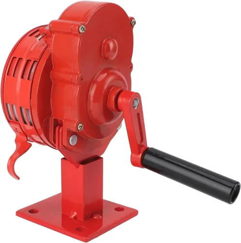Vista 7 de Keenso Adjustable Volume Hand Crank Siren 110dB Loud Alarm for Emergency, Portable Siren for Outdoor Use (Red)