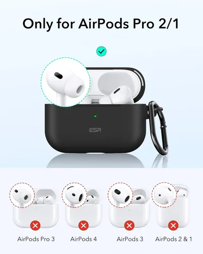 Vista 2 de ESR Funda para AirPods Pro de 2ª generación (cable USB-C/Lightning), compatible con AirPods Pro (2023/2022/2019), tapa magnética, cubierta de Negro