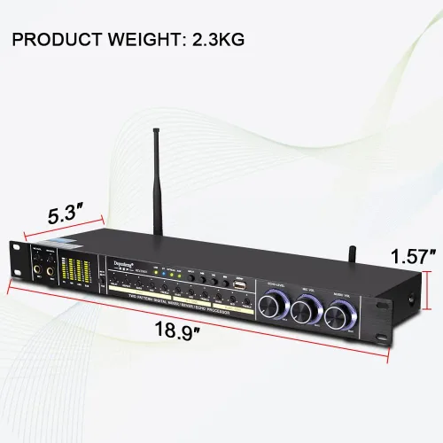 Vista 8 de Depusheng REV3900 Pre efector profesional KTV procesador multiefectos de karaoke para el hogar, procesador de audio anti aullido, dispositivo USB