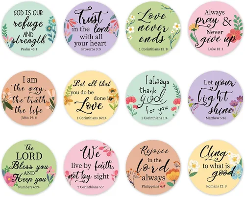 Vista 8 de 600 piezas de calcomanías cristianas con versos bíblicos, 12 estilos, calcomanías doradas de fe de Jesús, calcomanías inspiradoras con citas