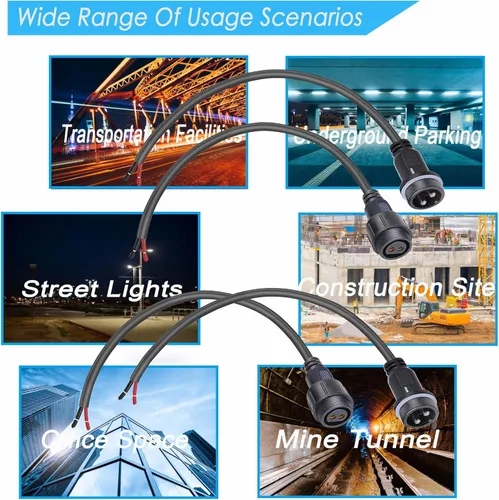 Vista 6 de Conector LED impermeable de 2 pines con conector macho hembra de 2 cables pesados, con cable de extensión pesado de 12 AWG de 25CM IP68, para barco