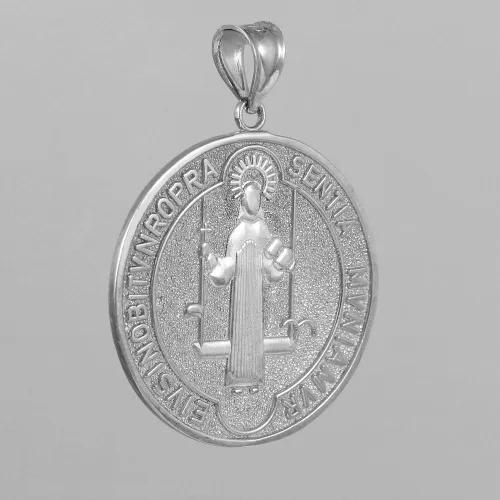 Vista 3 de Medalla de San Benito 925 Colgante de monedas de plata de ley (pequeño)