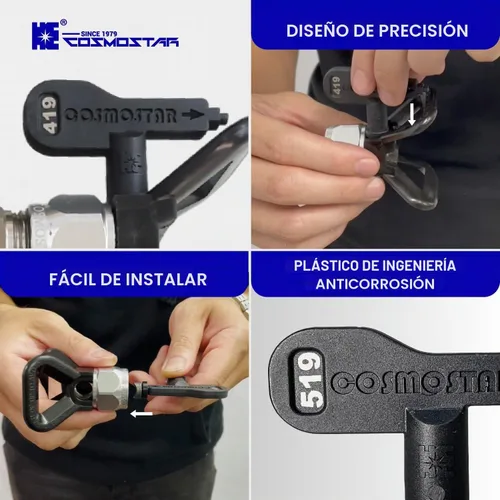 Vista 4 de Cosmostar 211 Boquilla de punta de pulverización sin aire resistente, reversible, fácil de limpiar, compatible con RAC IV y TRU211 Tip Guard