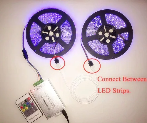 Vista 4 de Cable de extensión de tira LED RGB de 3.3 ft, 3,3 pies, cable de extensión de cinta LED de 4 pines, cable de conexión de cinta LED, cable