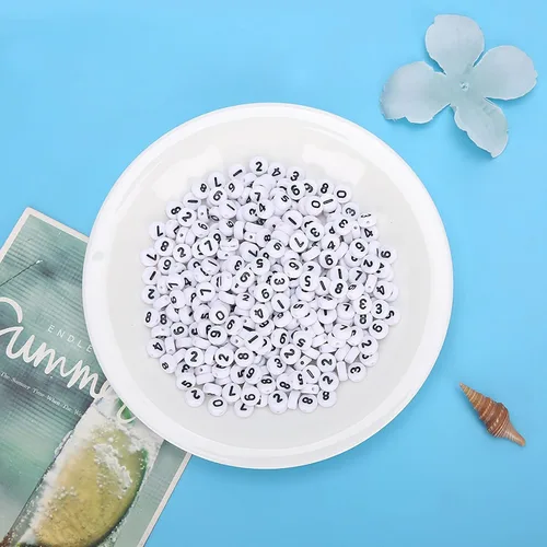 Vista 6 de 500PCS Acrylic Number Beads, 0-9 White Number Beads Bracelet Making Kits Jewelry Accessories for Jewelry Making DIY Necklaces