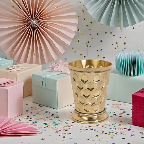 Vista 2 de Vasos de latón para coctel de menta, vasos de jugo de menta de 12 onzas con acabado dorado para Moscú Mule o Kentucky Derby (diamante, 1)