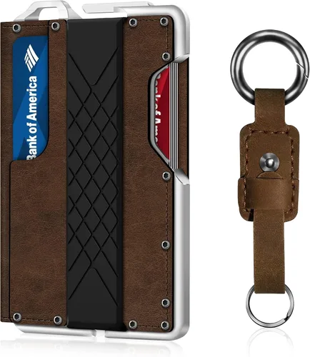 MURADIN - Elegantes carteras tácticas delgadas y plegables para tarjetas de crédito para hombres, minimalistas cartera EDC con bloqueo RFID, Kit de
