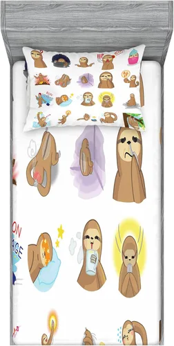 Vista 222 de Ambesonne - Juego de sábanas bajeras y fundas de almohada, diseño primaveral de acuarelas con jardín de hierbas y flores, juego de 4 piezas