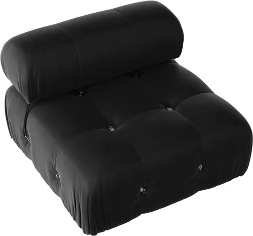 Vista 109 de Sofá modular convertible, moderno sofá recto de terciopelo de 3 plazas para sala de estar, apartamento (104 pulgadas/negro)