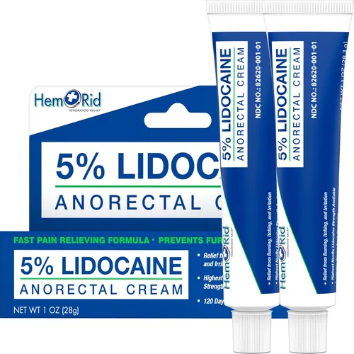 Vista 8 de Crema de lidocaína de máxima resistencia HemRid para el manejo del dolor. Solución rápida para hemorroides con 5% de lidocaína. Efecto instantáneo
