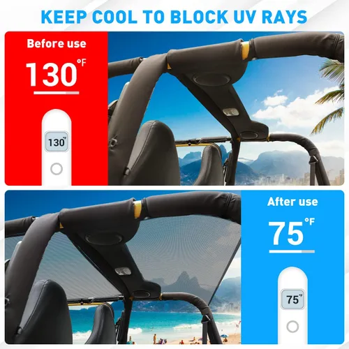 Vista 8 de RT-TCZ para Jeep TJ Parasol de Sol Techo de Malla Bikini Top Cover para Jeep Wrangler TJ 1997-2006 Negro