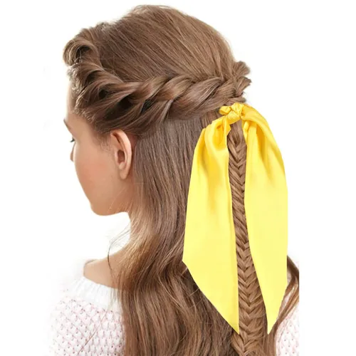 Vista 35 de Coleteros para el cabello para mujer, bufanda LFOUVRE Scrunchies, 2 piezas de bufandas anudadas para niñas, bufanda de satén sedoso, banda elástica