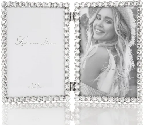 Vista 17 de Marco doble brillante de metal plateado 4x4 - Lila brillante