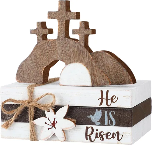 Vista 13 de Ferraycle 4 piezas de decoración de mesa de Pascua, cola de conejo, bandeja escalonada, decoración de mesa de feliz Pascua, centro de mesa