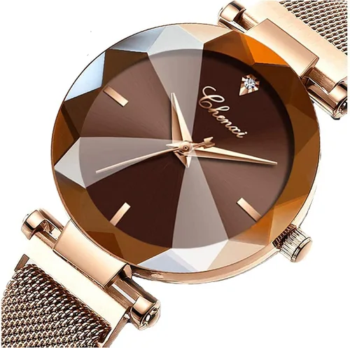 Vista 4 de SENRUD Relojes de moda para mujer, reloj de cuarzo japonés, oro rosa, correa de malla de acero inoxidable, impermeable, elegante, regalo de pulsera