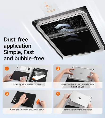 Vista 3 de SMARTDEVIL Protector de pantalla para iPad Air 5ª/4ª de 10.9 pulgadas (2022/2020), iPad Pro de 11 pulgadas (2022/2021/2020/2018) con marco de fácil