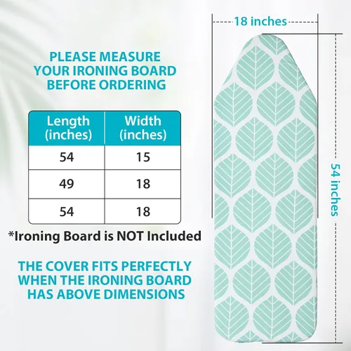 Vista 6 de Funda para tabla de planchar de 18 x 54 pulgadas, reflectante al calor con cierres de velcro, acolchado grueso con bordes elásticos, 3 capas