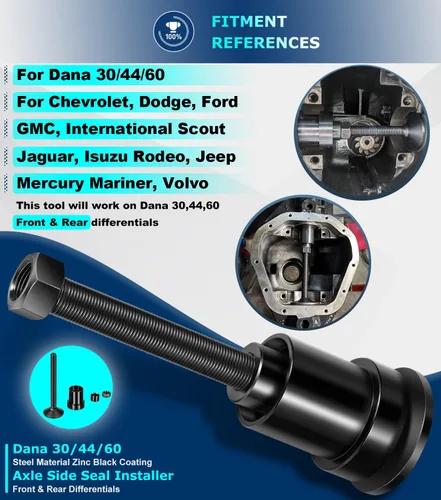 Vista 2 de Herramienta de instalación de sello lateral del eje interior para diferenciales delanteros y traseros Dana 30/44/60 compatible con Jeep, Ford