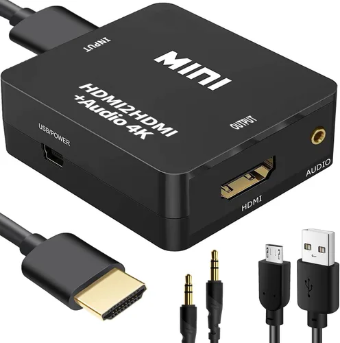 Divisor extractor de audio HDMI, 4K HDTV a HDMI 0.138 in AUX Audio 1080P, compatible con TV, PC, PS3/4/5, reproductor Blu-ray/DVD/HD, proyector,