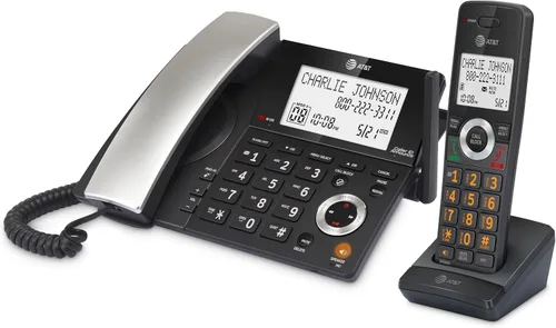 Vista 16 de AT&T DECT 6.0 Teléfono doméstico con cable o inalámbrico con 1 auricular y contestador, bloqueador de llamadas inteligente, identificación