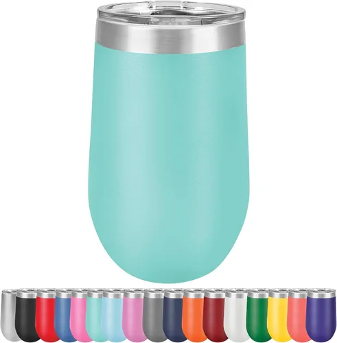 Vista 19 de Vaso de vino grande de 16 onzas, aislado al vacío, acero inoxidable con tapa, vasos de vino aislados con tapas, copas de vino sin tallo (negro)