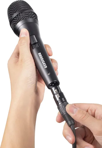 Vista 4 de Micrófono de karaoke de mano dinámico vocal con cable y estuche de transporte (RM82B)