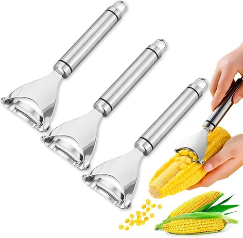 3 piezas de pelador de maíz, pelador de maíz para mazorca, cortador de maíz de acero inoxidable de la mazorca, herramienta de eliminación de maíz en