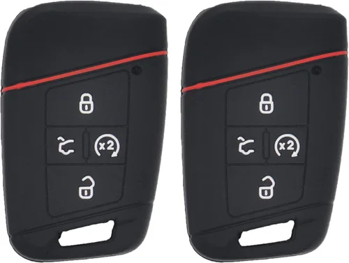 Paquete de 2 fundas protectoras de silicona suave para llavero remoto para VW Volkswagen Tiguan Atlas Jetta Passat Golf Alltrack KR5FS14-US Negro