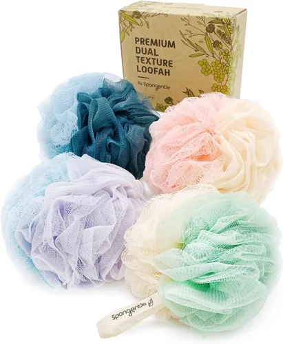 Vista 13 de Spongentle Ultra Soft Body Sponge, for Bath and Shower, Multiple Textures for Gentle Cleansing and Deep Exfoliation, Generous and Rich Lather, for