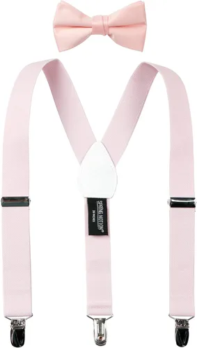 Spring Notion Conjunto de tirantes y pajarita de color sólido para niño